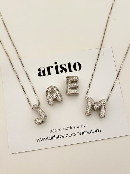 Collar inicial zirconia silver