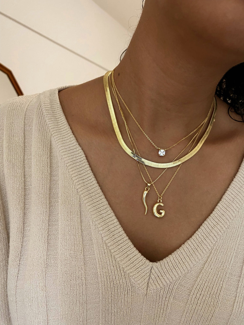 Collar inicial chunky gold