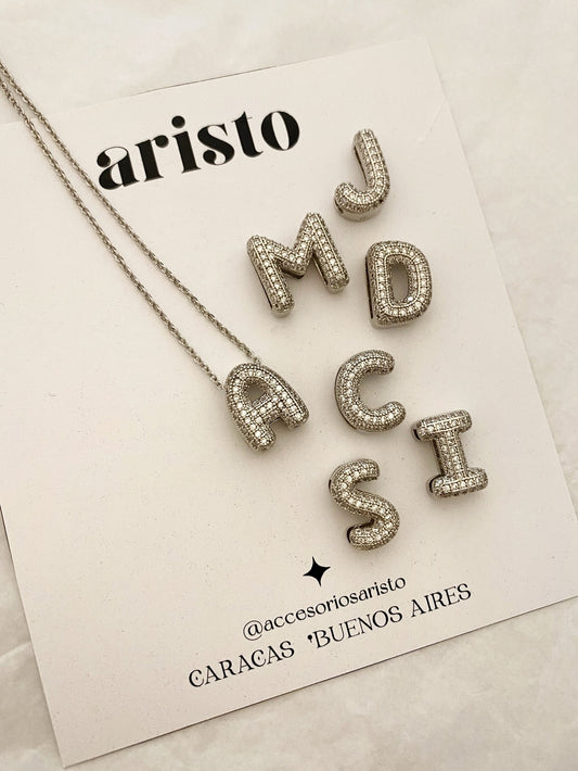 Collar inicial zirconia silver